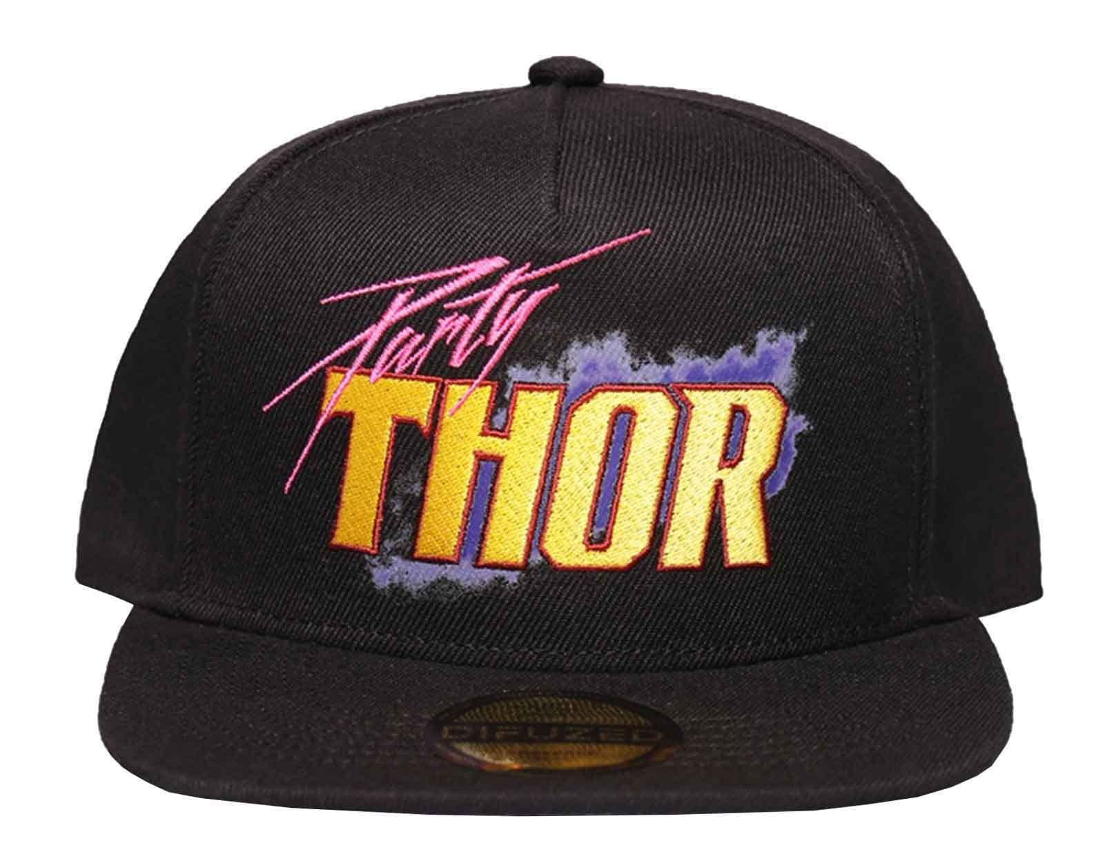 MARVEL COMICS WHAT IF...? PARTY THOR BLACK SNAPBACK CAP WITH PRINTED VISOR