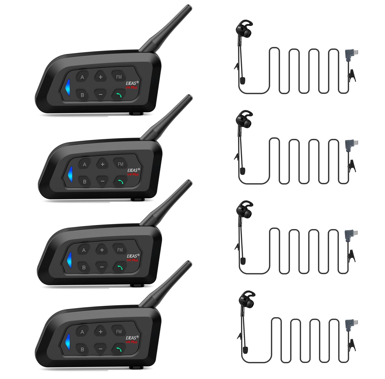 V4C Plus Auriculares para árbitros,Tipo C,Sistema de Comunicación de hasta 4 árbitros con Auriculares para Voleibol Oficial Fútbol Fútbol y Balonmano(Derecha) (4 Unidades)