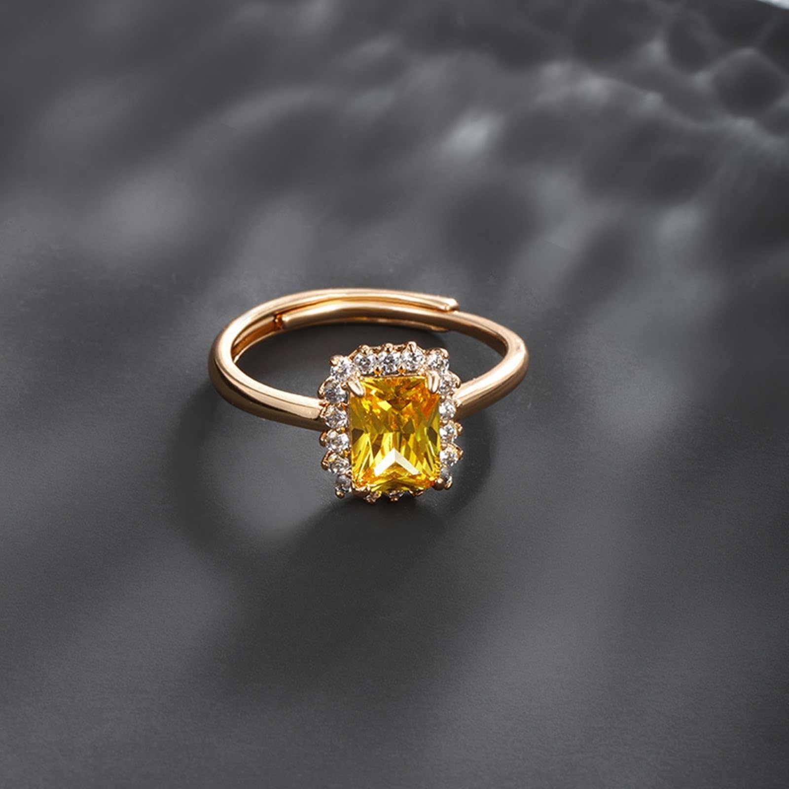 Bague solitaire en or blanc véritable 9 K/14 K/18 K - Bague de fiançailles ouverte