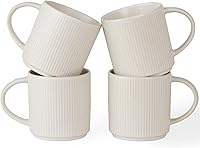 Vista 40 de famiware Juego de Tazas de Café para 4, Tazas de Catering Star de 12 oz con Asa para Café, Té, Cacao, Leche - Juego de Vajilla de Cerámica de Gres