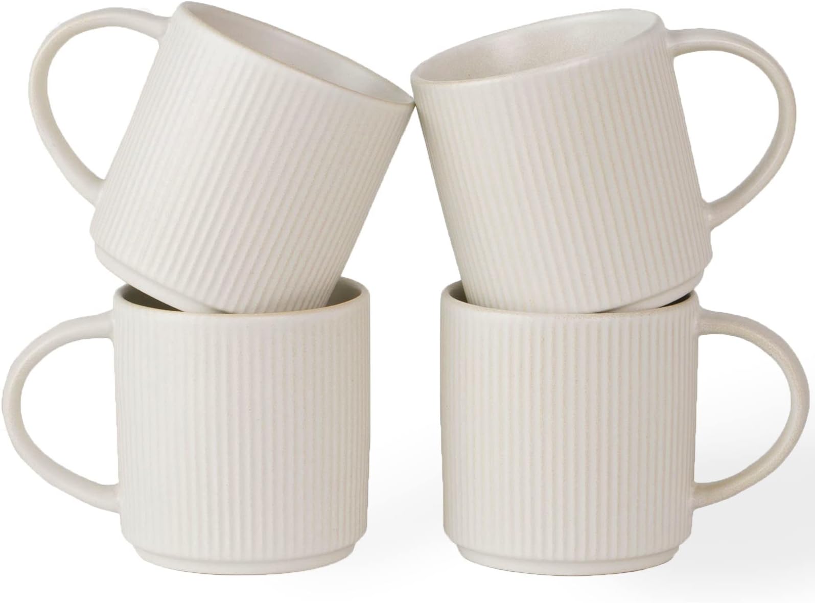 4 Pieces Ceramic Coffee Cup Set, 12 oz Catering Mugs with Handle for Coffee, Tea, Cocoa, Milk, Matte White