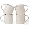 famiware Coffee Mug Set for 4, Star 12 oz Catering Mugs Cup Set with Handle for Coffee, Tea, Cocoa, Milk - Ceramic Stoneware 