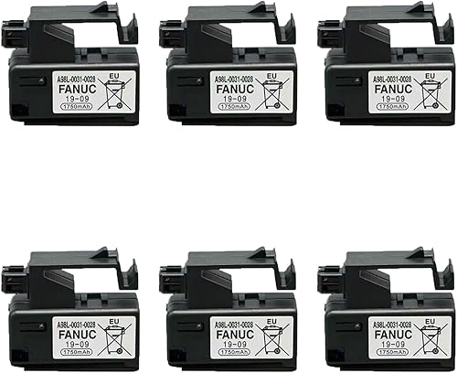 6 Pack A98L-0031-0028 Battery 3V 1750mAh for Fanuc A98L-0031-0028 Lithium Battery Replacement for A02B-0323-K102 Battery