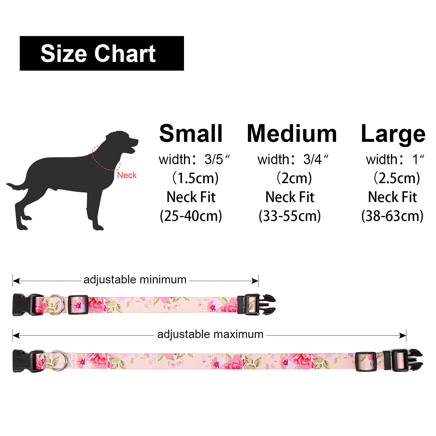 Adjustable Dog Collar with Patterns, Ultra Comfy Soft Nylon Breathable Pet Collar for Small Medium Large Dogs (L, Floral Orange) — view 185