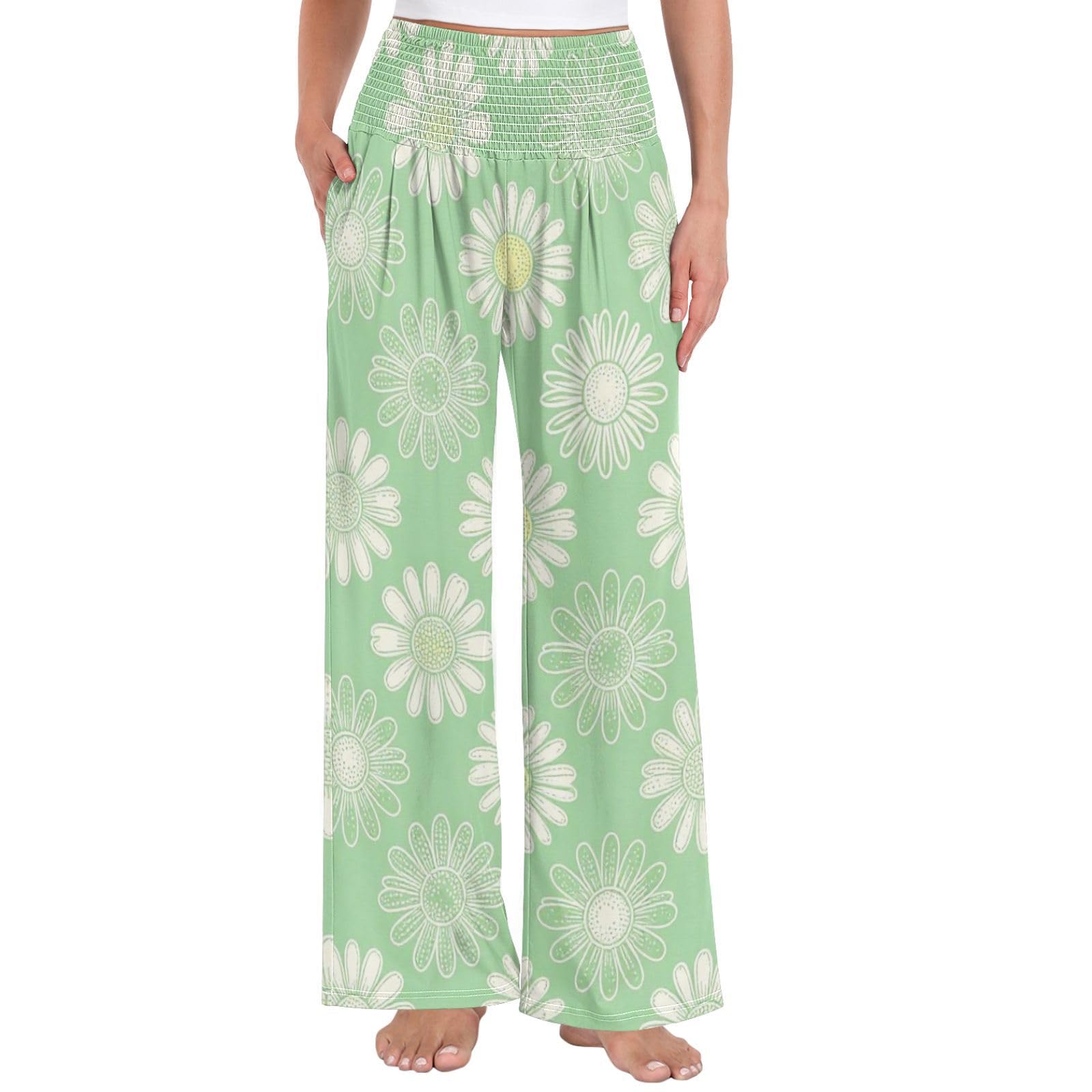 FRODOTGV Daisy Mint damskie spodnie do jogi luźne spodnie do relaksu w domu