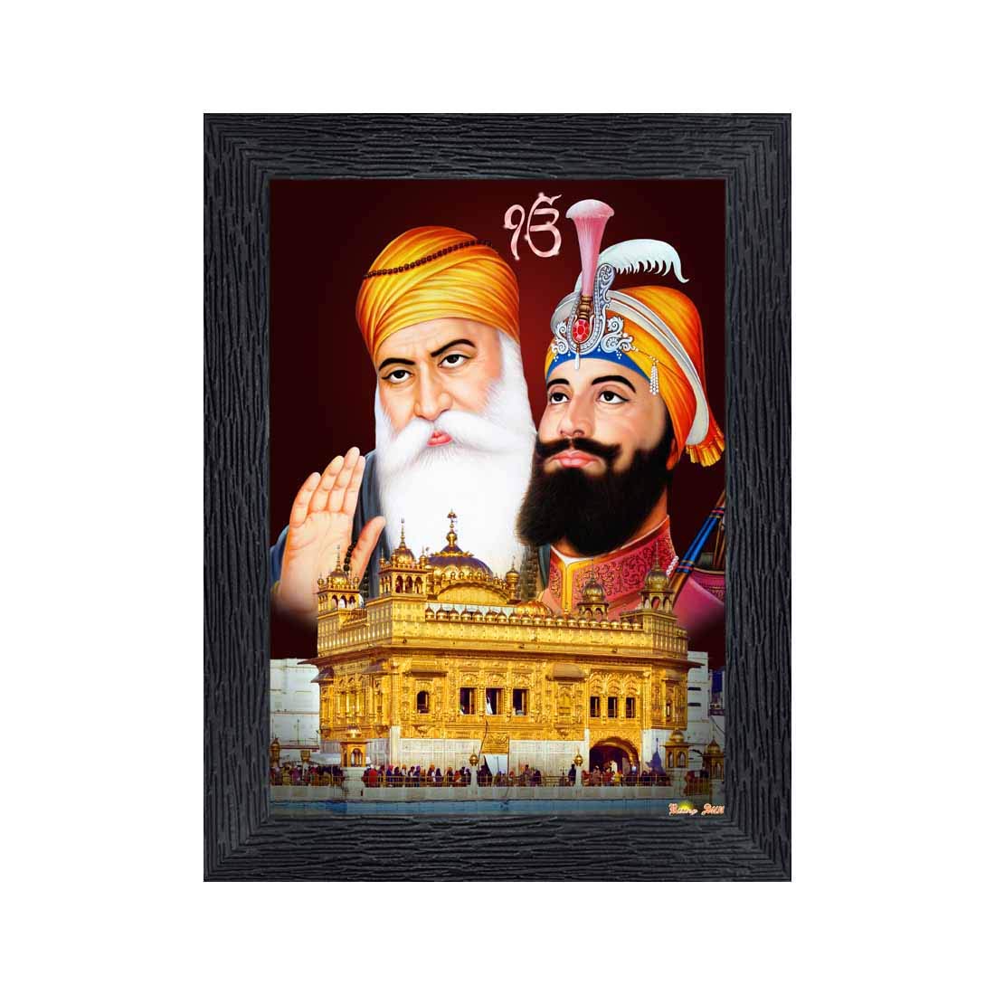 Generic PnF Guru Nanak with dus (10) Guru Religious Wood Photo Frames with Acrylic Sheet (Glass) for Worship/Pooja(photoframe,Multicolour,8x6inch)-1101, Medium (PNF-1101-photoframe-5x7)