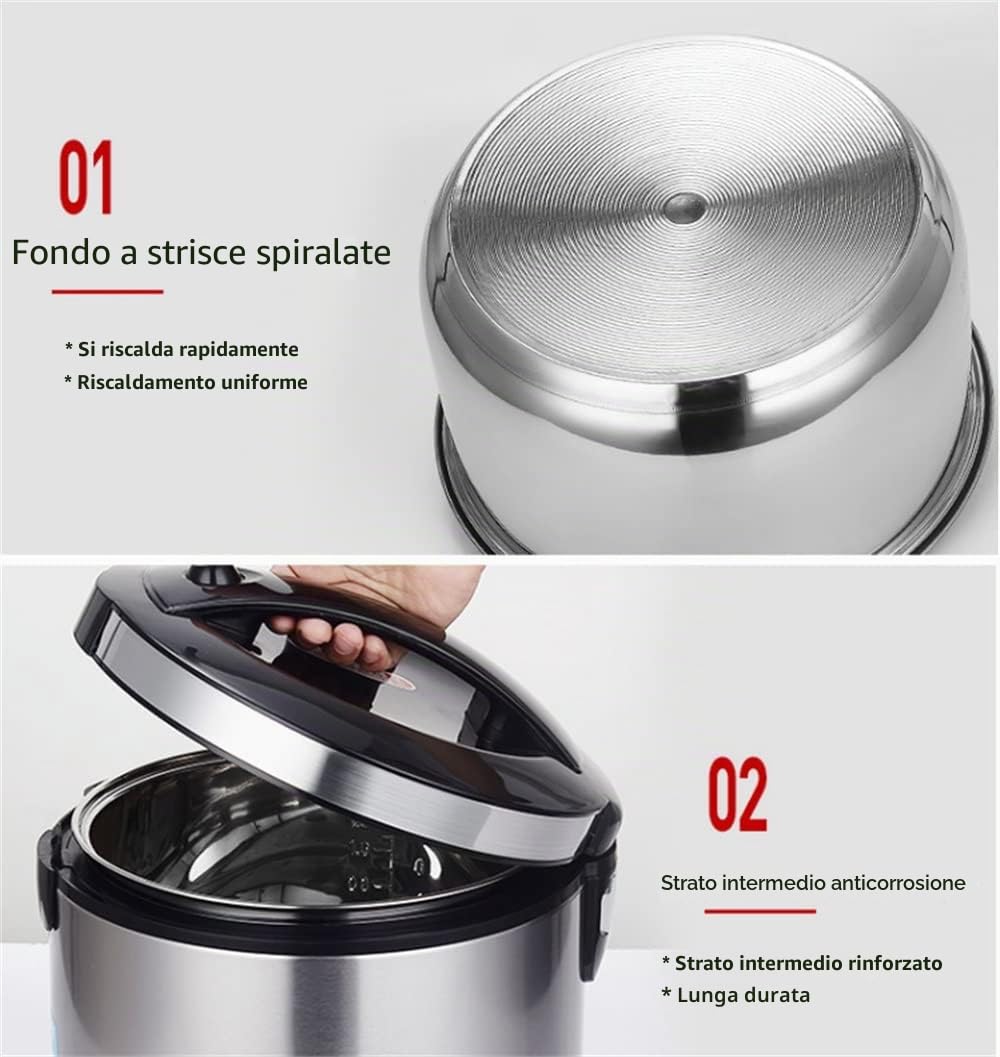 ZHANGMIN Cuociriso Elettrico, Pentola Interna Antiaderente in Acciaio Inossidabile 201, Funzioni di Cottura/Caldo in Acciaio Inossidabile, Alimentazione 220-240 V UK/EU (Color : 2L)