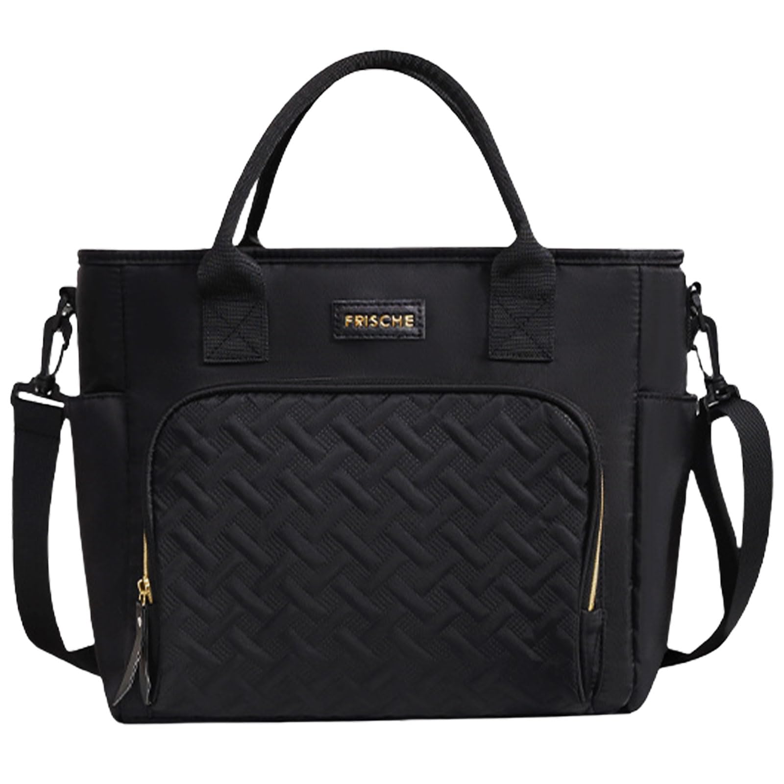 FAVORTALK Lunch Bags for Women Insulated Lunch Bag Cool Bags Medium for Work with Adjustable Strap for Adult for School Camping Outdoors B42207 Black
