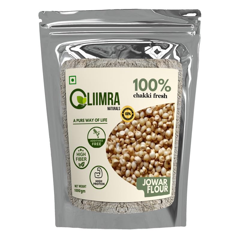 Liimra Naturals Sorghum Jowar Millet Flour- High Fiber, Protein-Packed, Low GI, Gluten-Free,Mineral Rich,100% Chakki Fresh Flour (500g)
