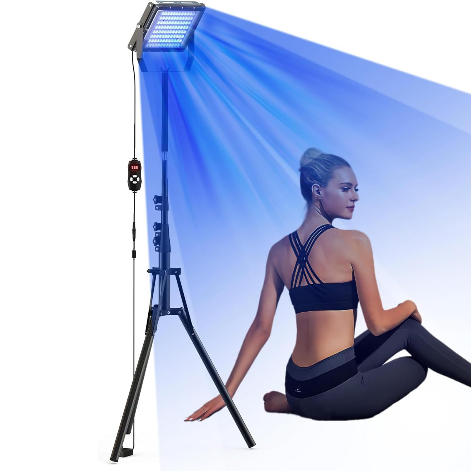 50 W lampa do opalania, lampa do terapii, regulowany uchwyt 360°, 5 poziomów energii i 5-30 minut ustawiony czas ustawienia, do twarzy i ciała