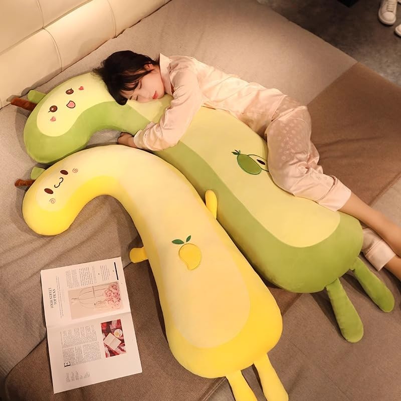 Kuscheltier XXL SüßE Lange Avocado, Pfirsich PlüSchtiere, Ergonomisch Geformtes Schlafkissen, Weich Und Bequem Kuschelkissen FüR Kinder, Erwachsene Und Schwangere XXL Squishy (120cm,Avocado)
