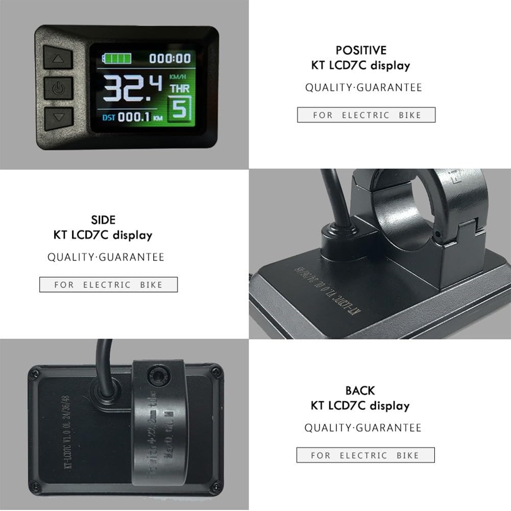 KT LCD-7C - Display per bici elettrica, schermo a colori 24 V-48 V con codici di errore per controller KT, connettore SM a 5 pin
