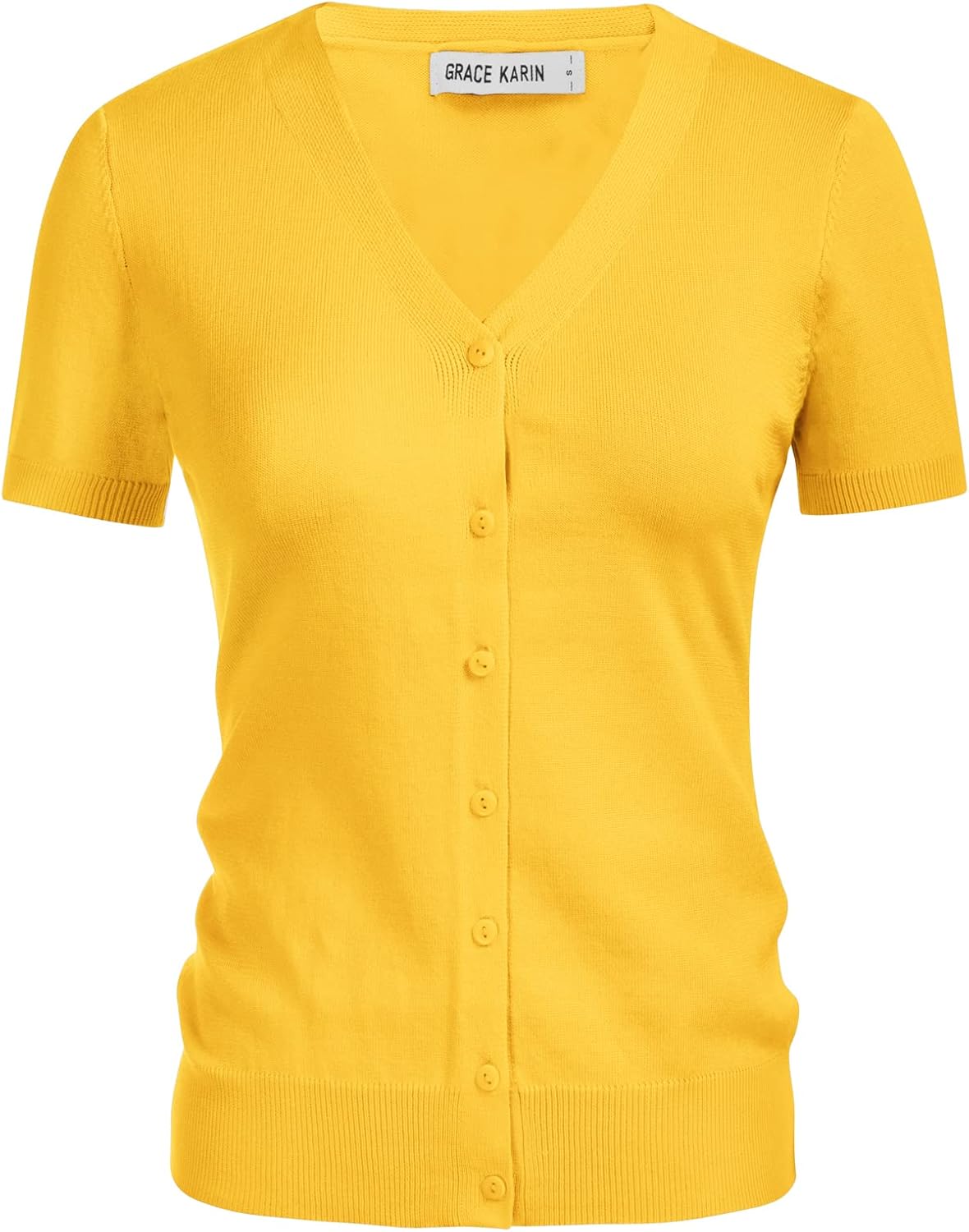 GRACE KARIN Womens 2024 Basic Summer Short Sleeve Cardigan Sweaters Lightweight V-Neck Button Down Cropped Shrug Sweater