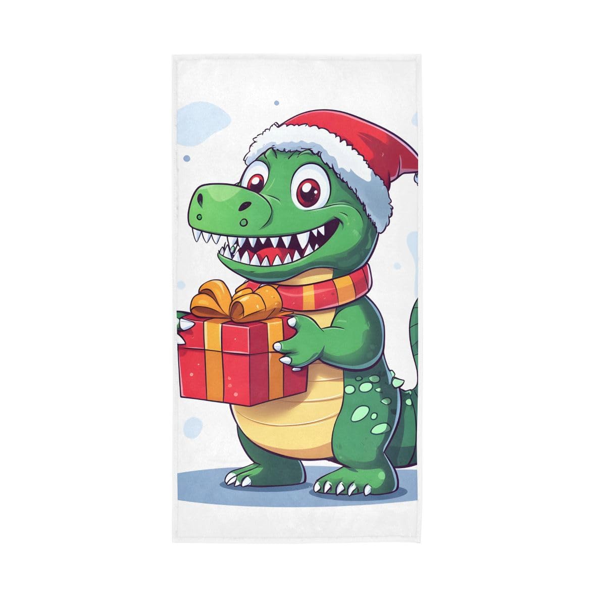 HUYGD Cartoon Alligator with Christmas Hat Hand Towels Soft Washcloths Soft Towels 15 x 30 Inch