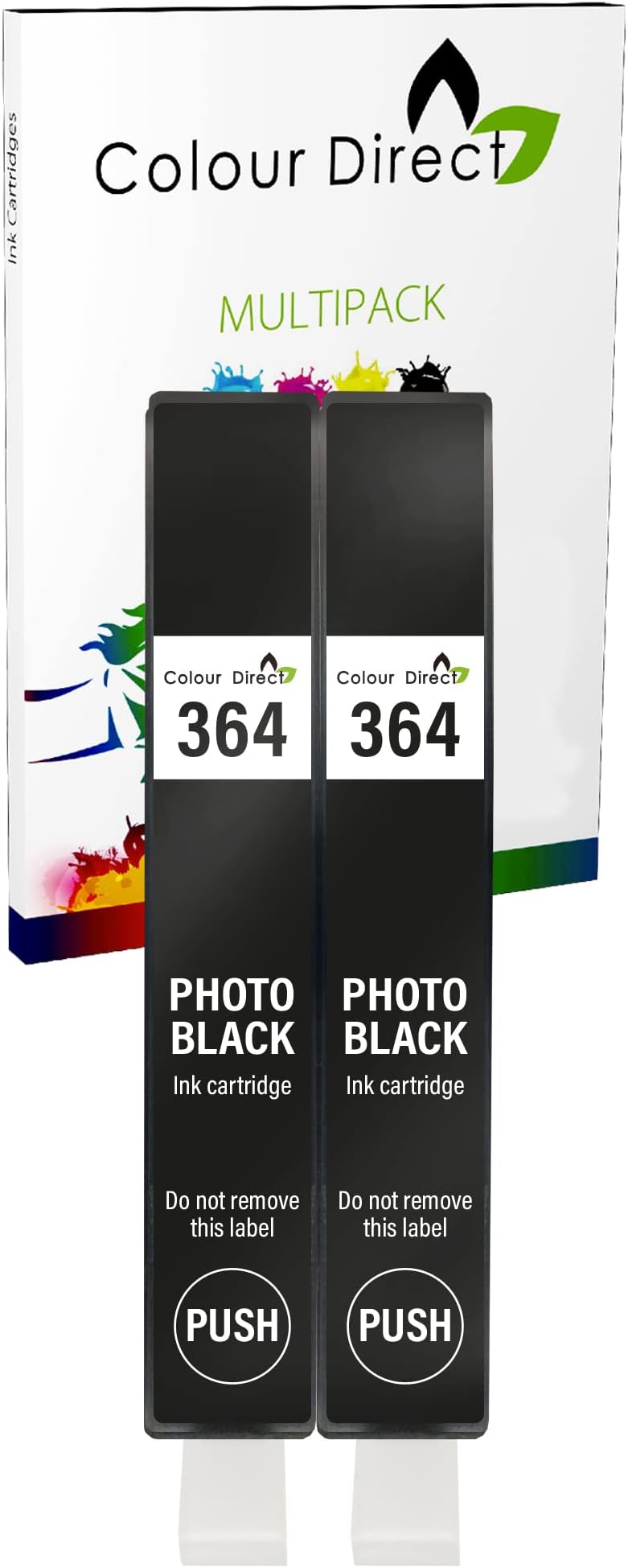 Colour Direct 364 SMALL BLACK Ink Cartridge for HP Photosmart 7510, 7520, B8550, B8553, C5380, C5383, C5390, C6300, C6380, D5460, D5463, D5468, D7560 - x 2