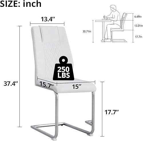 Miniatura 3 de Juego de 2 sillas de comedor con respaldo alto y asiento acolchado de piel sintética y patas de metal, sillas de comedor, sillas de cocina, sillas