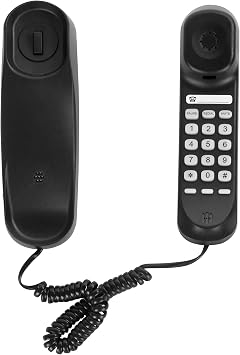 OF-990 Slimline Telephone Wall-Mountable Basic Corded Telephone No AC Power Required, Corded Home Phone Black