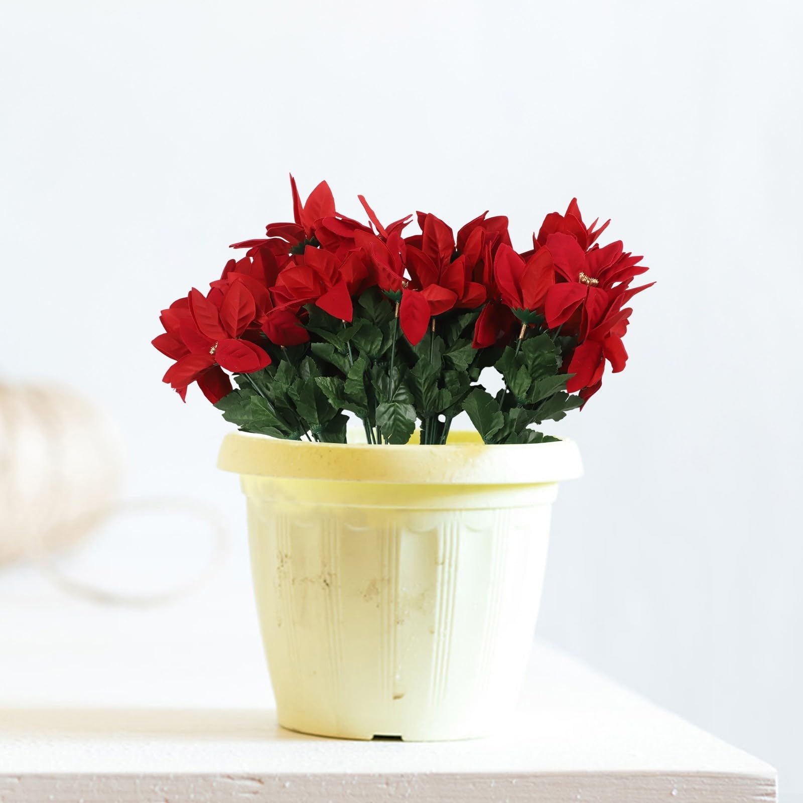4 rote Weihnachtsblumen für Veranda, Garten, Outdoor-Dekoration