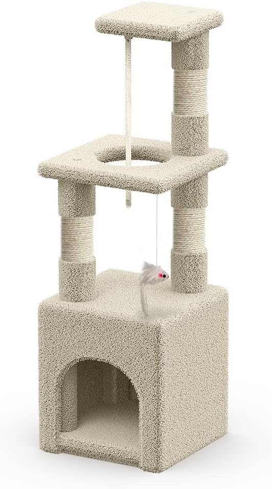 VOUNOT Cat Tree Tower, 88cm Cat Condo with Scratching Post, Multi Level