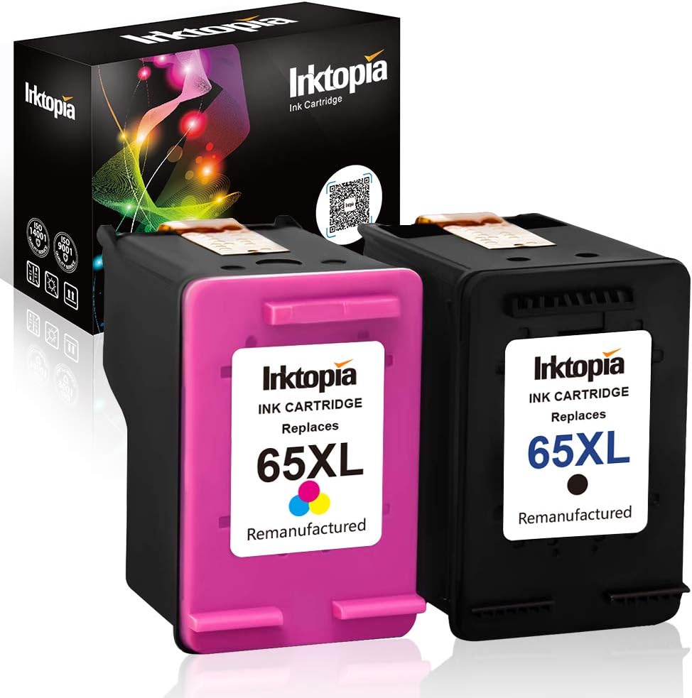 Inktopia Remanufactured Ink Cartridge Replacement for HP 65 XL 65XL N9K04AN for HP Envy 5055 5052 5058 DeskJet 3755 2655 3720 3722 3723 3730 3732 3752 3758 2652 Printer (1 Black 1 Color)