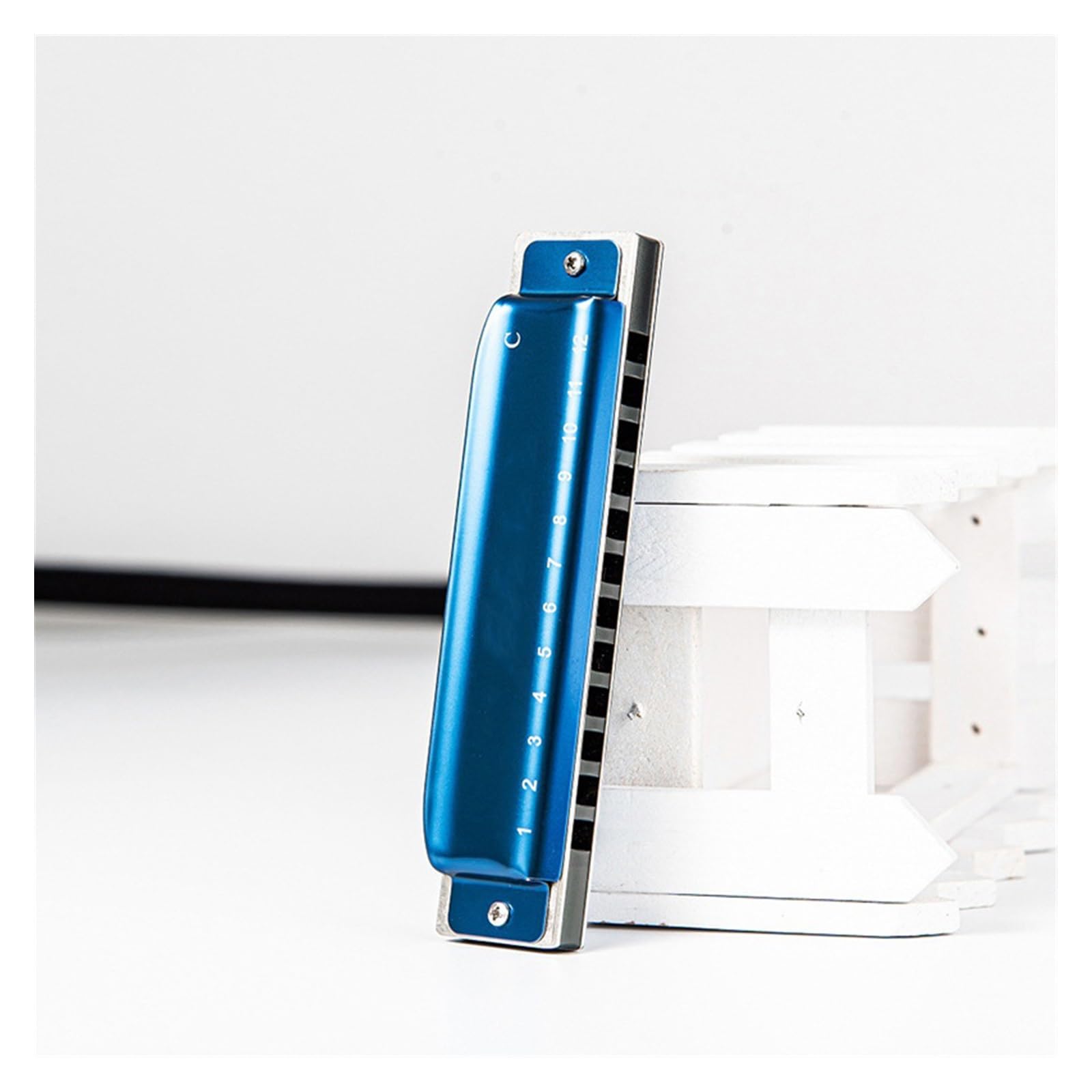Mundharmonikas Professionelles 12-Loch-Mundharmonika-Mundharmonika-Lehrinstrument Für Erwachsene (Color : Blue)