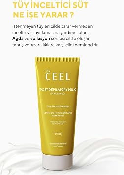 The Ceel Tüy İnceltici ve Nemlendirici Süt 2x60 ml - Isırgan Otu & Hyaluronik Asit İçeren Epilasyon Sonrası Bakım Losyonu, Cilt Yatıştırıcı ve Nemlendirici Vücut Bakım Kremi