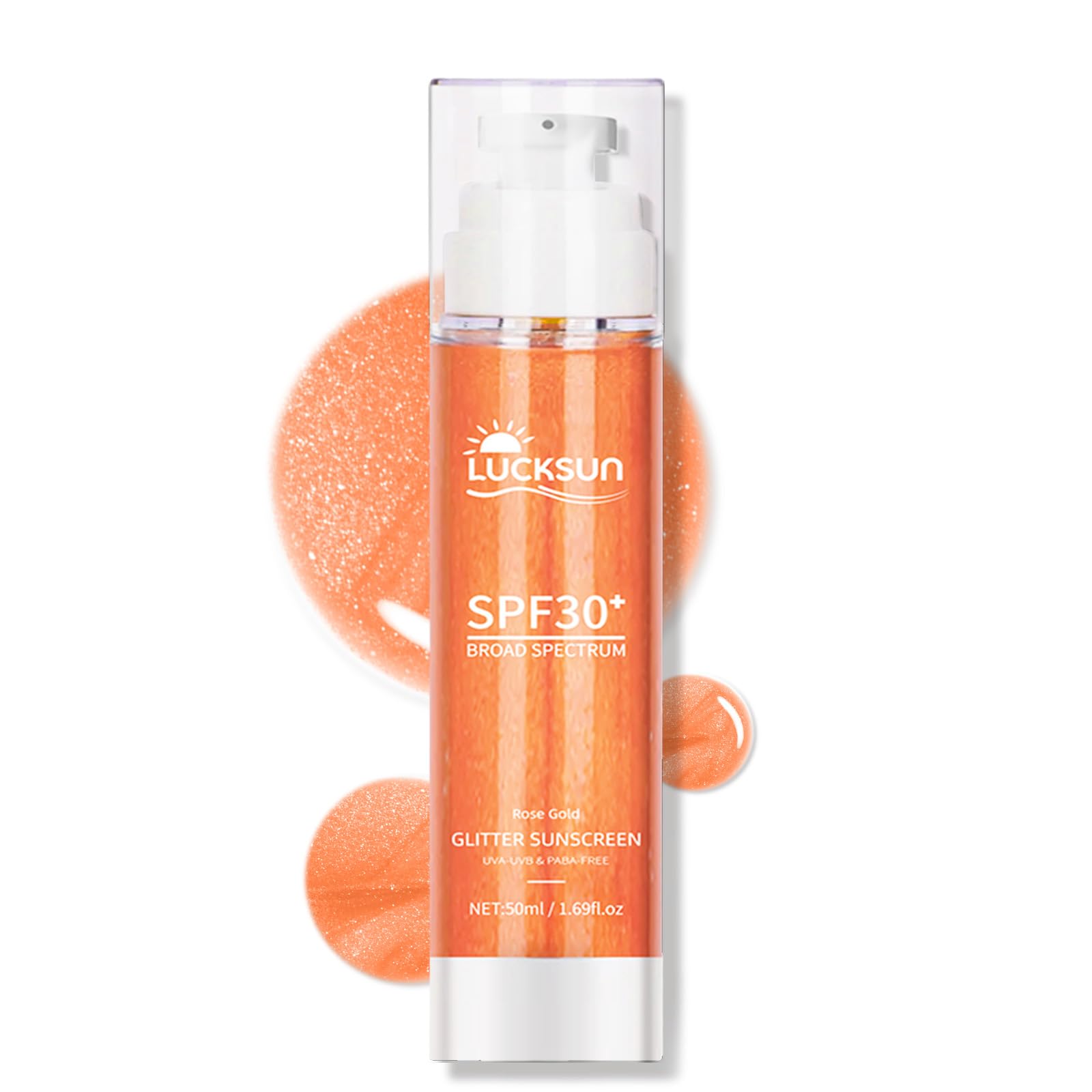 SPF 30 Sunscreen Body Glow Oil Rose Gold Mica Coconut Oil Broad Spectrum Water Resistant Moisturizer Lightweight Shimmer