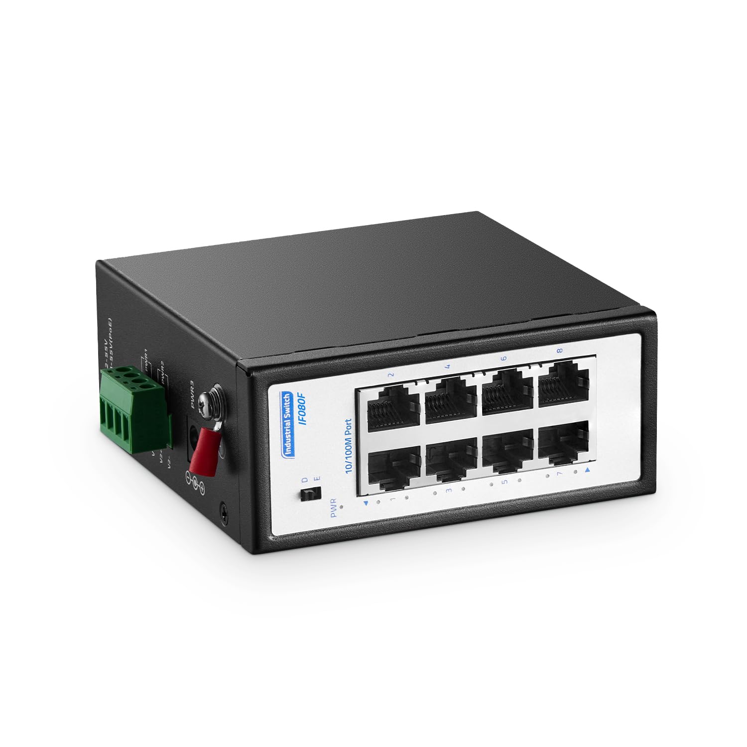 Mini commutateur industriel 8 ports, 10/100 Mbit/s Fast Ethernet, avec rail DIN et support mural, commutateur réseau trempé YuLinca non géré IP30 (-40 à 185 °F)
