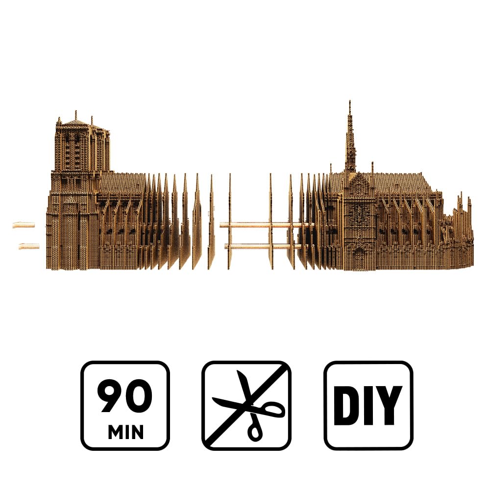 Notre-Dame de Paris Puzzle 3D en Carton – Maquette à Monter | 165 Pièces, 26 × 16 × 10 cm – Kit Sculpture DIY à Peindre, Matériaux Recyclés, Ados & Adultes, Idée Cadeau Déco