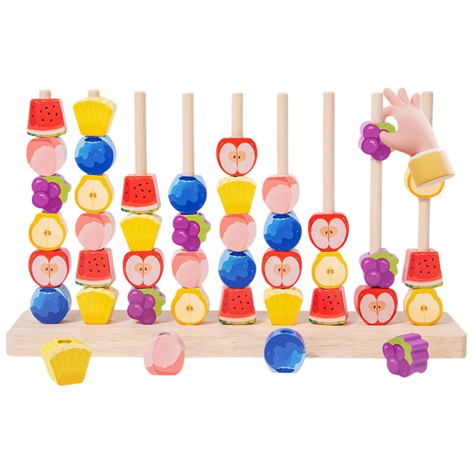 Muiltvoe Wooden Stacking Blocks, Shape Sensory Game, Wooden Fruit Stacking Toy for Kids, Boys, Travel, Kindergarten, Classroom, Playroom, Party, Birthday