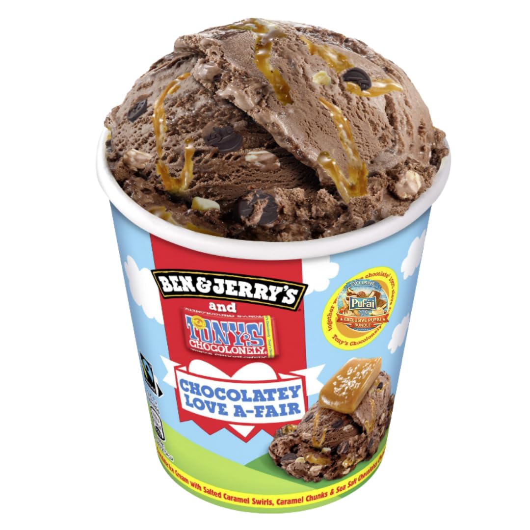 PUFAI Bundle – Eiscreme Schokolade 465ml x4 – Cremiges Schokoladeneis mit Schokoladenstücken, Dessert Eiscreme Becher