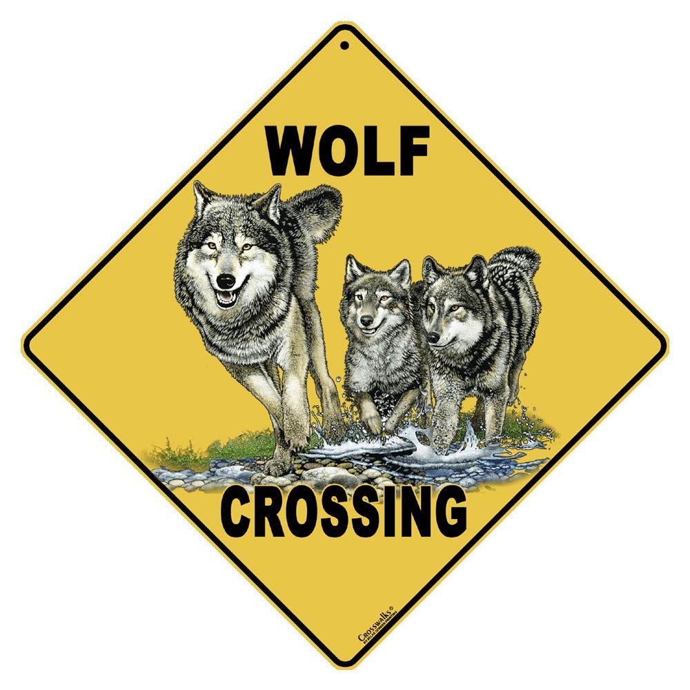 CROSSWALKS Wolf Crossing 12" X 12" Aluminum Sign (X28)