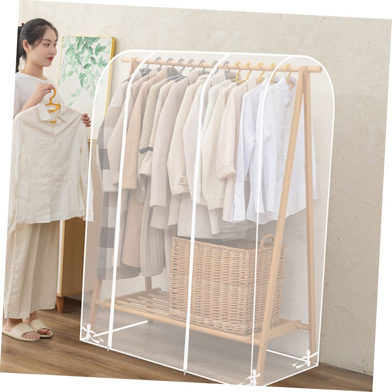 Gatuida Funda Protectora Transparente para Perchero de Ropa y Prueba de Polvo Material Peva Resistente para Dormitorio y