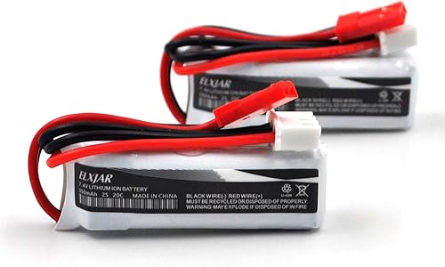 elxjar Paquete de 2 baterías Li-Po de 7.4V 350mAh 2S con conector JST, repuesto para Titan HPA 2V