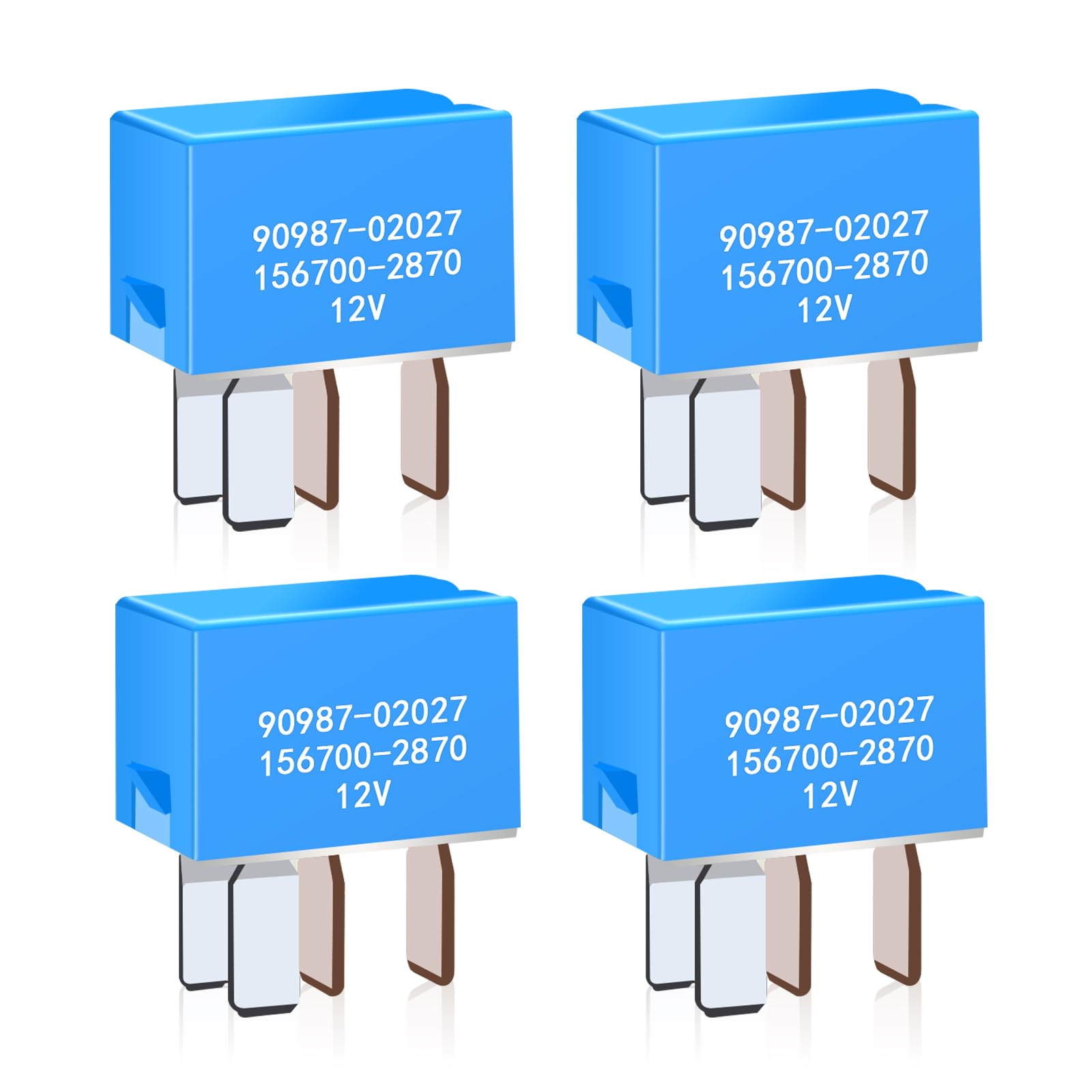 90987-02027 Relay(Set of 4), 4 Pins AC Relay for Automotive Electrical Systems - 90080-87026 90987-02028 Replacement for 1997-2014 Toyota Lexus and Camry Vehicles