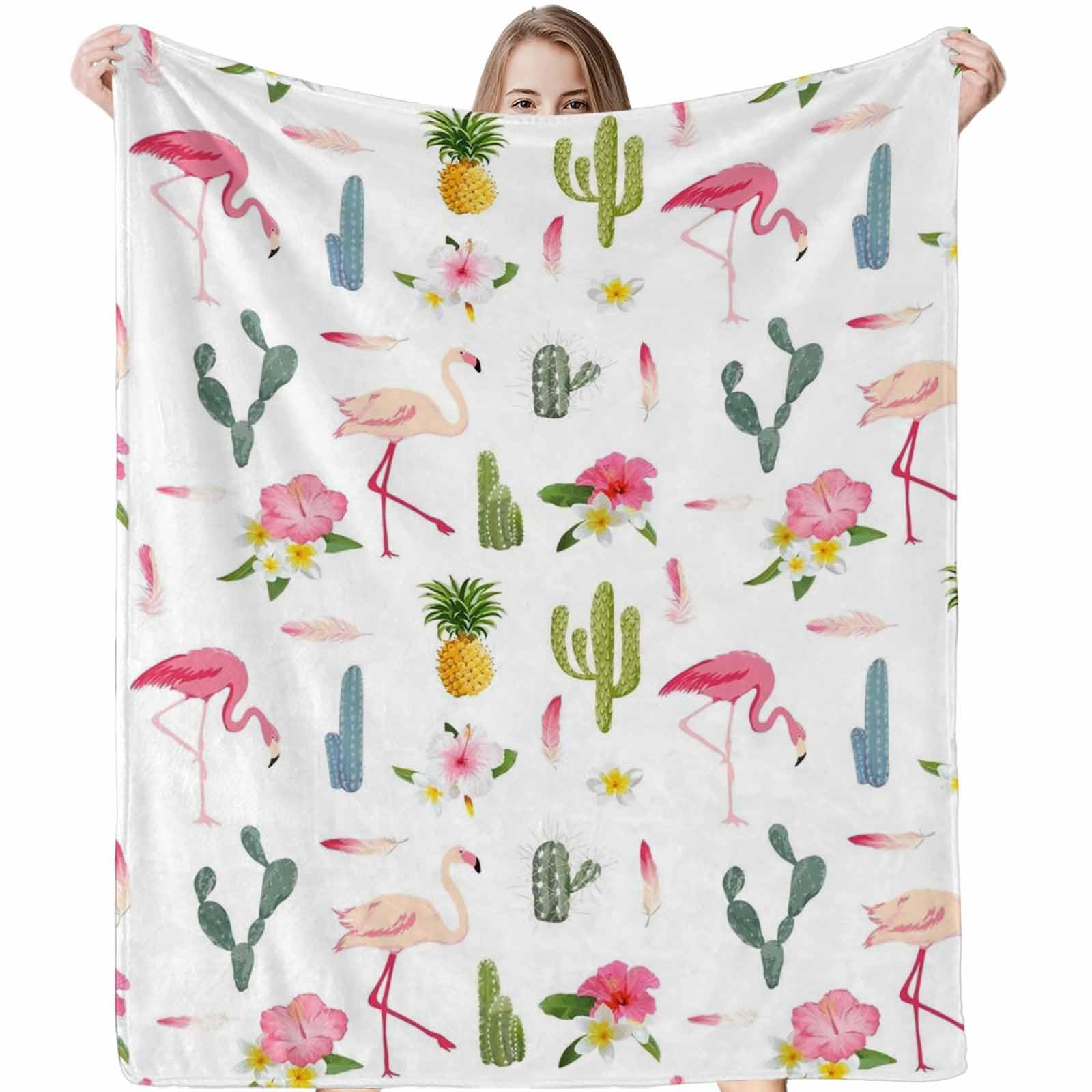 Amazon.com: InterestPrint Tropical Flamingo Bird and Cactus Cozy-Soft Travel  Blanket Lightweight Thermal Blanket Bedding Fleece Blanket Throw for All  Season 60x50inch : Home u0026 Kitchen