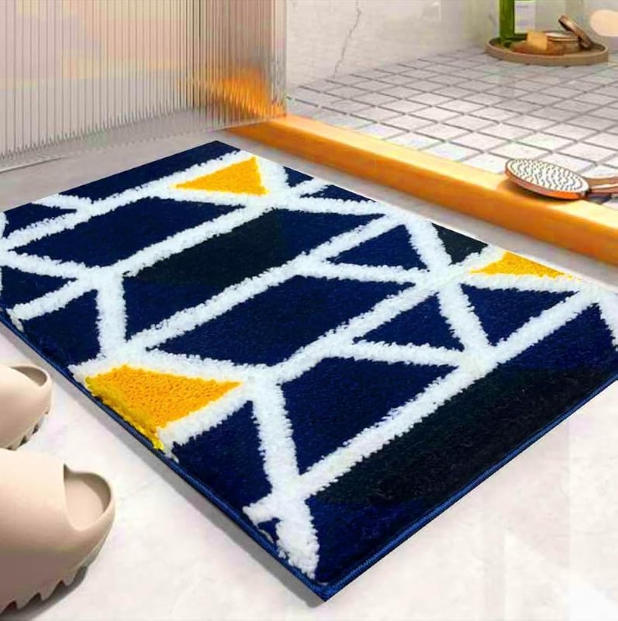 Premium Microfiber Doormat, Geometric Diamond Pattern