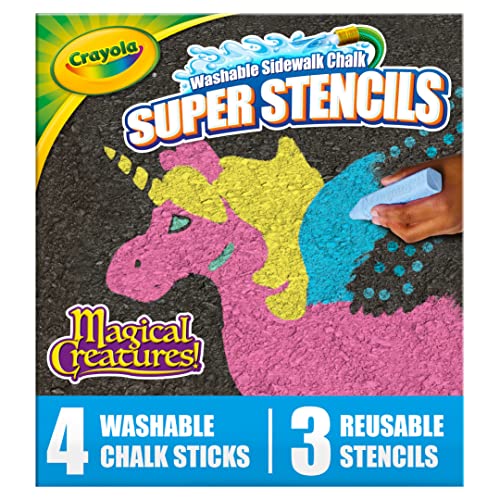 Crayola Super Stencils Magical Creatures Set (3ct), Large Sidewal...
