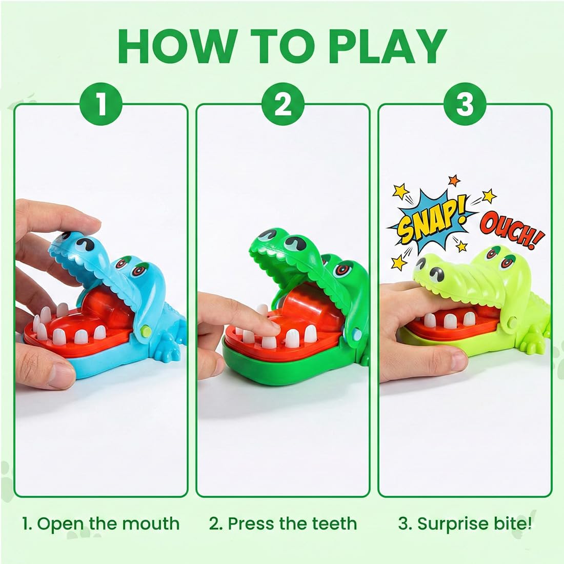 3 pezzi Coccodrillo Giocattolo, Piccoli Denti di Coccodrillo Giocattoli Gioco per Bambini, Coccodrillo Mordere Dito Dentista, Gioco di Feste Regalo per Bambini Adulti
