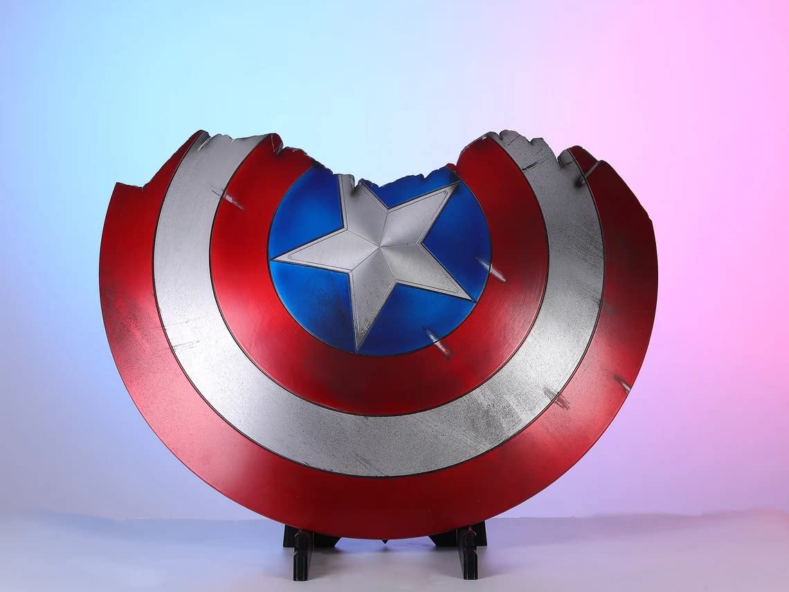 Carfar Cap America Metal Broken Shield 22 inch Large Size Cap America Shield with Adjustable Back Strap( Red)