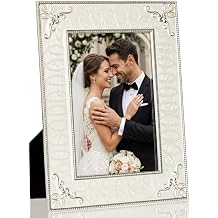 4x6 Decorative Metal Picture Frame with Glass Cover, Vintage Embossed Floral Photo Frame, Elegant Tabletop Family Wedding Portrait Frame for Home Office Bedroom Decor