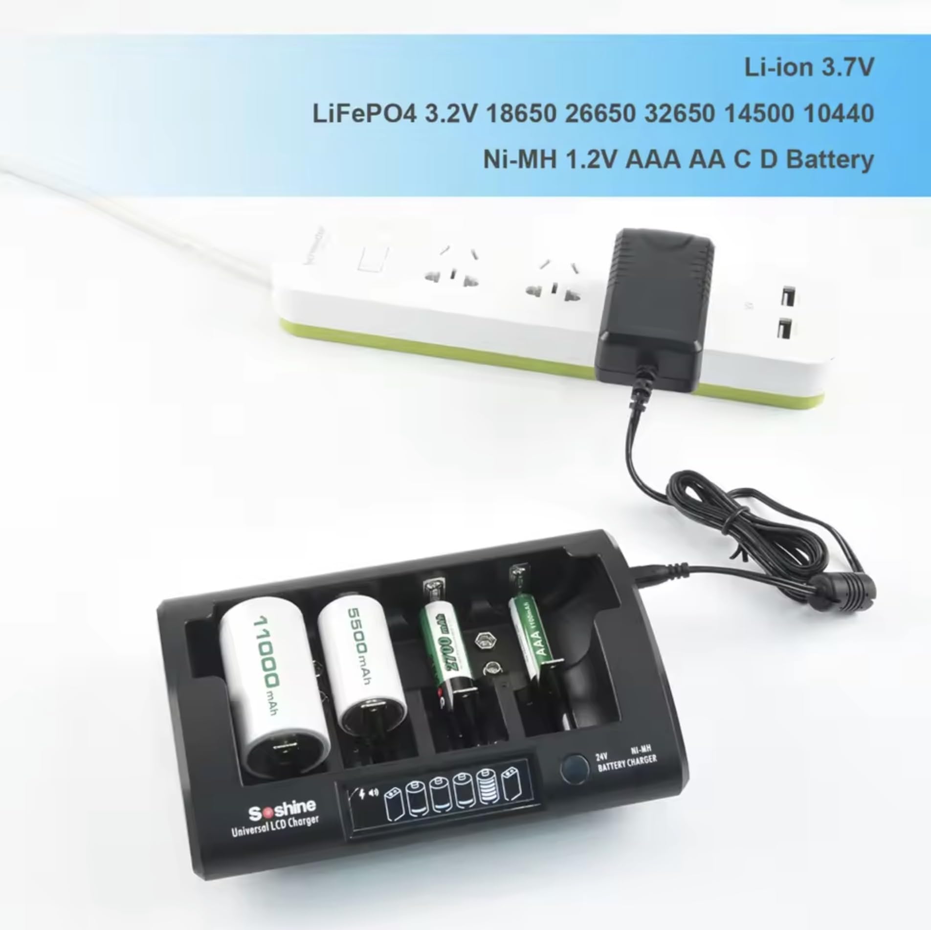 Chargeur universel LCD professionnel, Li-on Ni-Mh LiFePO4