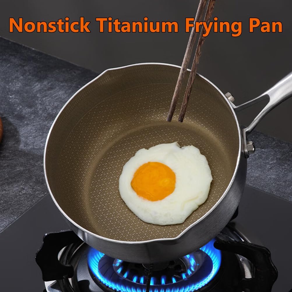 Titanium Pan with Lid, Frying Pans Nonstick, Ultra-Durable, Scratch-Resistant, Non-Stick Titanium Pans for Cooking, Compatible with All Cooktops,9.45IN