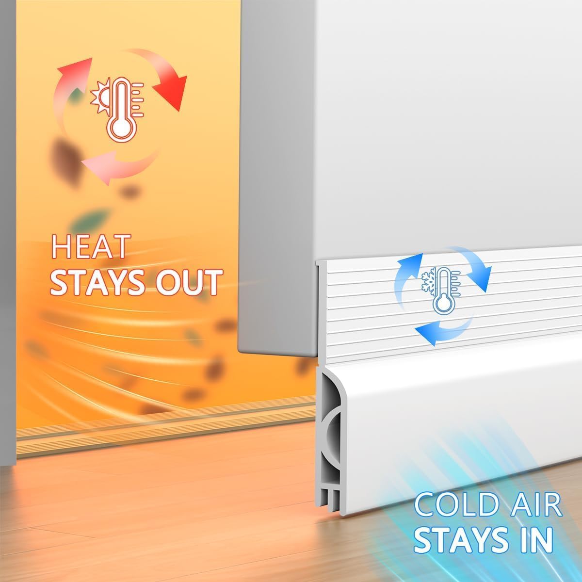 5Pack Door Draft Stopper,Adjustable Door Sweep for Bottom of Door,Silicone Weather Stripping Door Bottom Seal Blocker Air Noise,Under Door Gap Filler for Interior/Exterior Door