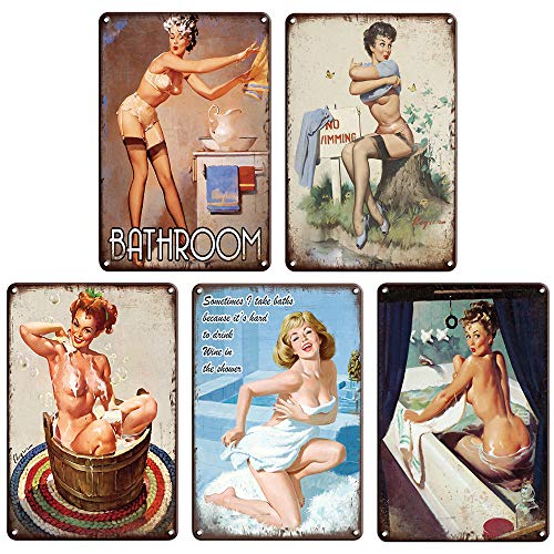 Carteles de pared de metal vintage pinup retro de 30x20 cm para pub y cerveza