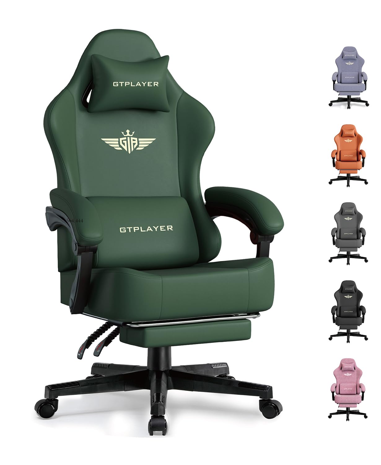 GTPLAYER Gaming Chair with Pocket Spring Cushion, Big and Tall Gamings Chairs 350LBS High Back Computer Chair with Footrest for Adults Lumbar Support