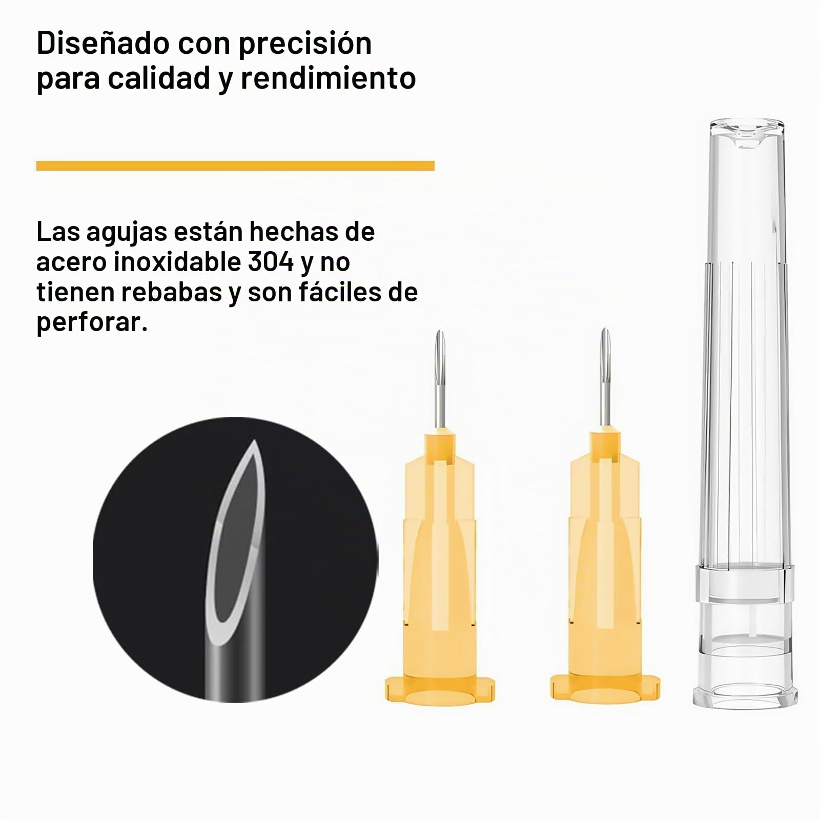 34 Ga 5/32 pulgadas (4 mm), bloqueo Luer, embalaje individual, paquete de 100