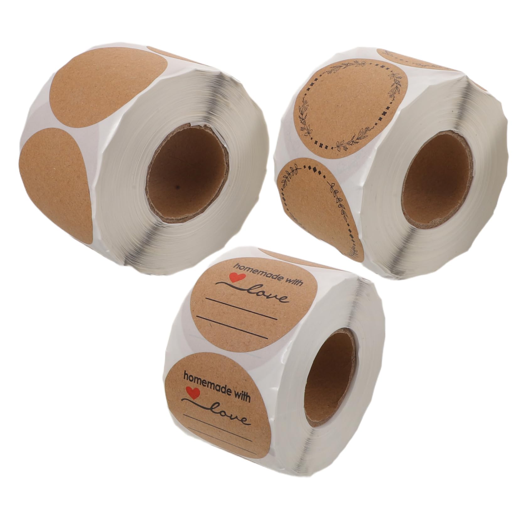 Mikikit 3pezzi Etichette Adesive Circolari in Kraft Marroni Scrivibili Autoadesive Per Chiusura Buste Barattoli Bottiglie Di Essenziale Contenitori Alimentari Scatole Regalo Decorazioni