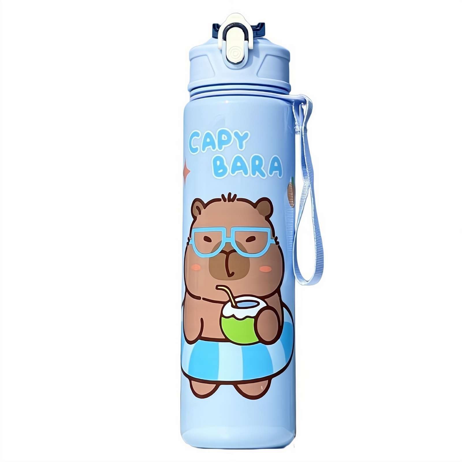 YUYQAQ 800ml Capybara Cute Water Cup, Capybara Water Bottle with Straw & Handle Travel Water Bottle, Leakproof Drinking Cups