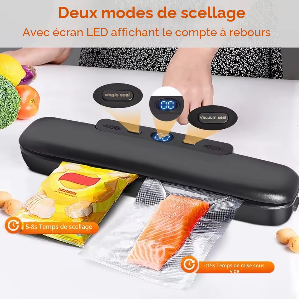 Scellage sous vide One Touch automatique sec et humide noir - 5